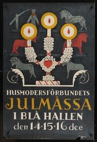 5a063 HUSMODERSFORBUNDETS JULMASSA Swedish 25x27 '50s Steffen Christmas in Sweden art!