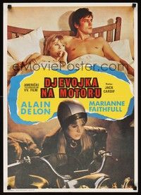 5a051 GIRL ON A MOTORCYCLE Yugoslavian '68 sexy biker Marianne Faithfull, Alain Delon!
