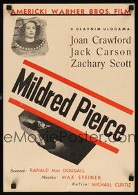 5a052 MILDRED PIERCE Yugoslavian 14x20 '45 Michael Curtiz, Joan Crawford is the woman most men want!