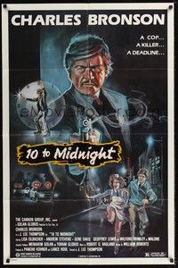 5b003 10 TO MIDNIGHT 1sh '83 cool art of detective Charles Bronson, a cop, a killer, a deadline!