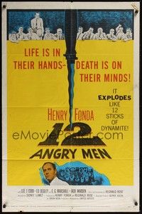 5b005 12 ANGRY MEN 1sh '57 Henry Fonda, Sidney Lumet courtroom jury classic, life in their hands!