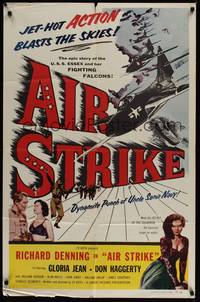 5b028 AIR STRIKE 1sh '55 Uncle Sam's dynamite Navy, jet-hot ACTION blasts the skies!