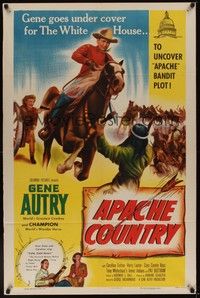 5b053 APACHE COUNTRY 1sh '52 Gene Autry smashes bandit ring behind Apache lines!