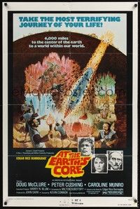 5b062 AT THE EARTH'S CORE 1sh '76 Edgar Rice Burroughs, Caroline Munro, Peter Cushing, AIP!