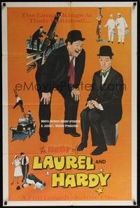 5b089 BEST OF LAUREL & HARDY 1sh '67 five great artwork images of Stan & Oliver!
