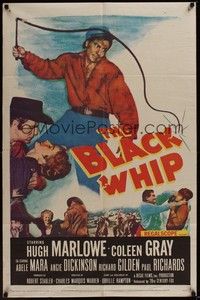 5b107 BLACK WHIP 1sh '56 cool image of Hugh Marlowe, Coleen Gray!
