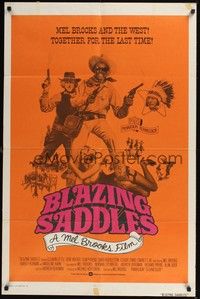 5b110 BLAZING SADDLES int'l 1sh '74 classic Mel Brooks western, Gene Wilder & Cleavon Little!