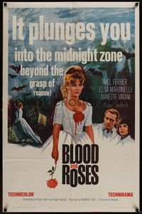 5b113 BLOOD & ROSES 1sh '61 Et mourir de plaisir, Roger Vadim, sexiest vampire Annette Vadim!