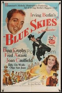 5b117 BLUE SKIES 1sh '46 art of dancing Fred Astaire, Bing Crosby, Joan Caulfield, Irving Berlin!