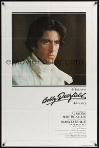 5b123 BOBBY DEERFIELD 1sh '77 close up of F1 race car driver Al Pacino, directed by Sydney Pollack