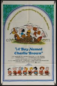 5b134 BOY NAMED CHARLIE BROWN 1sh '70 baseball art of Snoopy & the Peanuts by Charles M. Schulz!