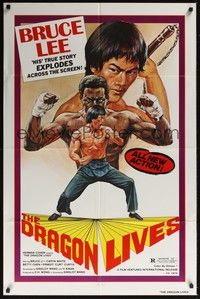 5b146 DRAGON LIVES 1sh '78 Bruce Lee pseudo biography, cool artwork!