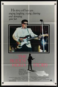 5b147 BUDDY HOLLY STORY style A 1sh '78 great image of Gary Busey performing on stage with guitar!