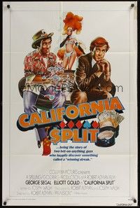 5b157 CALIFORNIA SPLIT int'l 1sh '74 Robert Altman, George Segal & Elliott Gould as poker players!