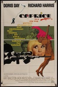 5b161 CAPRICE 1sh '67 pretty Doris Day, Richard Harris, cool sniper image!