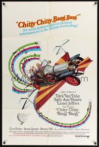 5b182 CHITTY CHITTY BANG BANG 1sh '69 Dick Van Dyke, Sally Ann Howes, artwork of wild flying car!