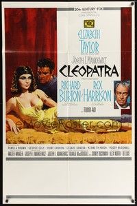 5b191 CLEOPATRA Spanish/U.S. 1sh '64 Elizabeth Taylor, Richard Burton, Rex Harrison, Terpning art!