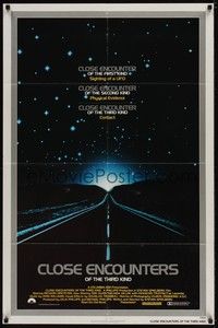 5b193 CLOSE ENCOUNTERS OF THE THIRD KIND silver border 1sh '77 Steven Spielberg sci-fi classic!