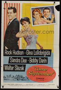 5b199 COME SEPTEMBER 1sh '61 Sandra Dee, sexy Gina Lollobrigida, Rock Hudson, Bobby Darin