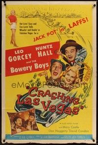 5b212 CRASHING LAS VEGAS 1sh '56 Huntz Hall & the Bowery Boys gambling with sexy Mary Castle!