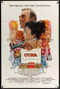 5b215 CUBA 1sh '79 cool artwork of Sean Connery & Brooke Adams and cigars!
