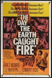 5b226 DAY THE EARTH CAUGHT FIRE 1sh '62 Val Guest sci-fi, the most jolting events of tomorrow!