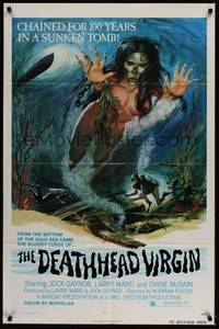 5b235 DEATHHEAD VIRGIN 1sh '74 cursed & chained for 100 years in a sunken tomb!