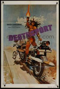 5b236 DEATHSPORT advance 1sh '78 David Carradine, great artwork of futuristic battle motorcycle!