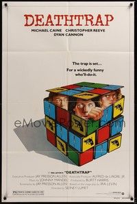 5b237 DEATHTRAP style B 1sh '82 art of Chris Reeve, Michael Caine & Dyan Cannon in Rubik's Cube!