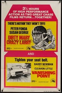5b251 DIRTY MARY CRAZY LARRY/VANISHING POINT 1sh '75 Peter Fonda, Barry Newman, Susan George!