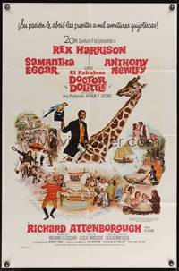 5b256 DOCTOR DOLITTLE Spanish/U.S. 1sh '67 Rex Harrison speaks with animals, by Richard Fleischer!