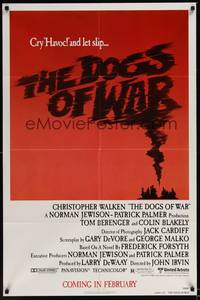 5b260 DOGS OF WAR advance 1sh '81 cool title art made from smoke!