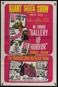 5b265 DR. TERROR'S GALLERY OF HORROR/WIZARD OF MARS 1sh '67 giant shock show!