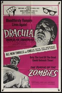 5b268 DRACULA PRINCE OF DARKNESS/PLAGUE OF THE ZOMBIES 1sh '66 bloodsuckers & undead double-bill!