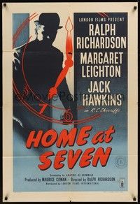 5b590 MURDER ON MONDAY English 1sh '52 Ralph Richardson's Home at Seven, cool thriller artwork!