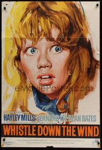 5b943 WHISTLE DOWN THE WIND English 1sh '62 Bryan Forbes, close-up artwork of Hayley Mills!