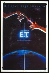 5b285 E.T. THE EXTRA TERRESTRIAL 1sh '82 Steven Spielberg classic, John Alvin art!