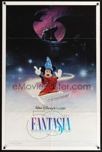 5b310 FANTASIA DS 1sh R90 great image of Mickey Mouse, Disney musical cartoon classic!