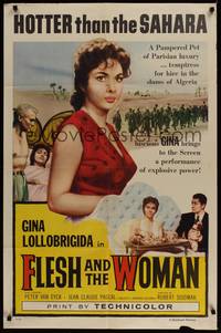5b329 FLESH & THE WOMAN 1sh '58 sexy Gina Lollobrigida is hotter than the Sahara!