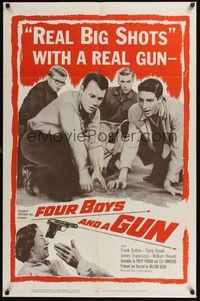 5b339 FOUR BOYS & A GUN 1sh '57 James Franciscus is going to the electric chair!