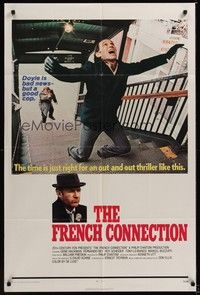 5b342 FRENCH CONNECTION int'l 1sh '71 Gene Hackman in movie chase climax, William Friedkin!