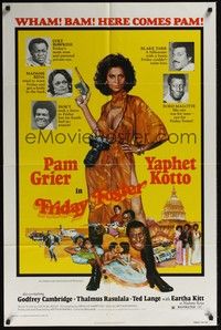 5b344 FRIDAY FOSTER 1sh '76 artwork of sexiest Pam Grier with gun and camera!