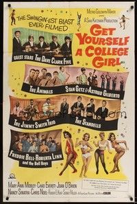 5b353 GET YOURSELF A COLLEGE GIRL 1sh '64 hip-est happiest rock & roll show, Dave Clark 5 & more!