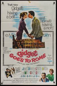 5b357 GIDGET GOES TO ROME 1sh '63 James Darren & Cindy Carol by Italy's Colisseum!