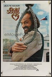 5b368 GOIN' SOUTH int'l 1sh '78 great image of smiling Jack Nicholson by hanging noose in Texas!