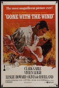 5b375 GONE WITH THE WIND 1sh R80 Clark Gable, Vivien Leigh, Terpning art, all-time classic!