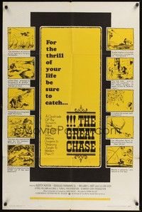 5b389 GREAT CHASE 1sh '63 Buster Keaton, Douglas Fairbanks, the thrill of your life!