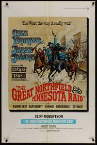 5b391 GREAT NORTHFIELD MINNESOTA RAID 1sh '72 cool artwork of wild west outlaws!