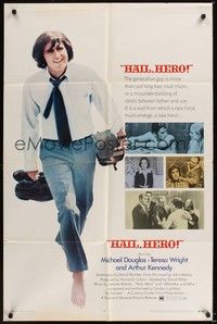 5b398 HAIL, HERO 1sh '69 hippie Michael Douglas, Vietnam anti-war movie!