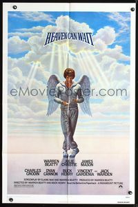 5b409 HEAVEN CAN WAIT 1sh '78 art of angel Warren Beatty wearing sweats, football!